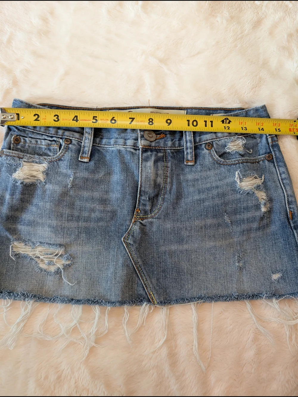 Hollister Light Blue Distressed Denim Mini Skirt Size 1 Y2K